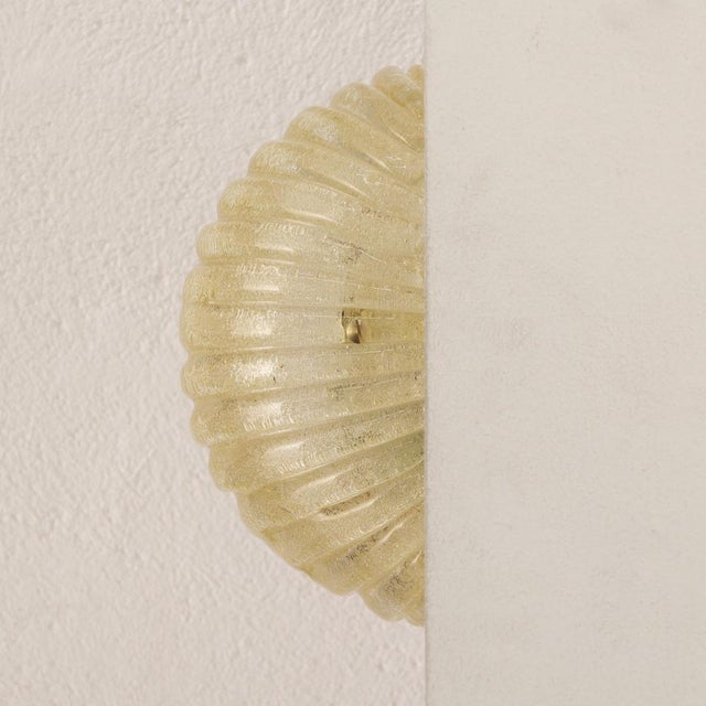 Vintage Italian Wall Lights in Amber Murano Glass and Brass Wall Lights, 1990s, Set of 2 For Sale - Image 4 of 10