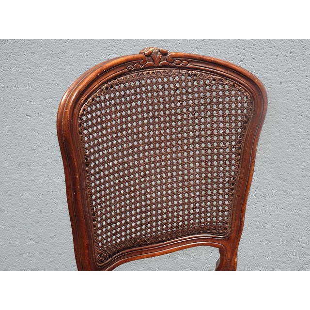 Vintage French Country Brown Cane Side Chair For Sale - Image 12 of 14