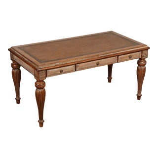 British Colonial Style Leather Top Writing Desk For Sale