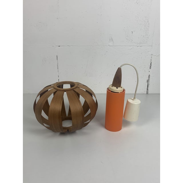 Mid-Century Modern Mid-Century Scandinavian Space Age UFO Mushroom Pendant in Wood Veneer in the style of Hans-Agne Jakobsson, 1970s For Sale - Image 3 of 11