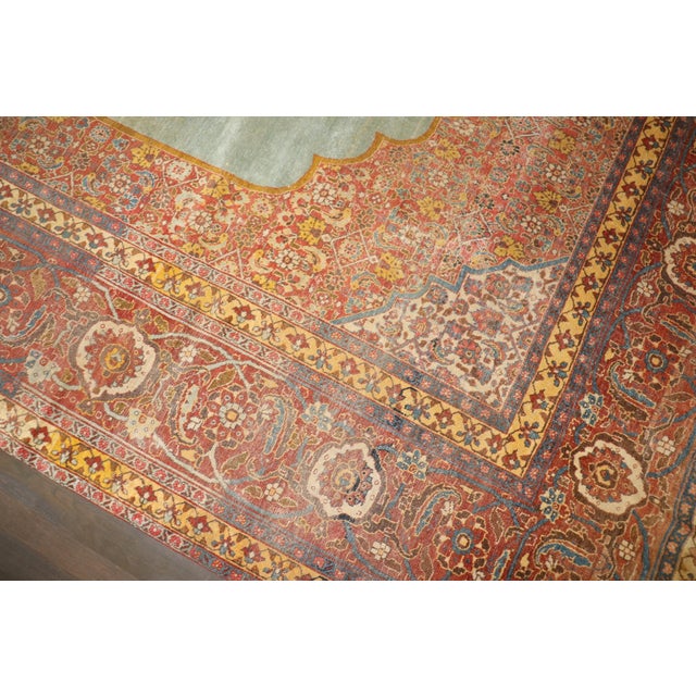 Stunning Blue Antique Tabriz Carpet - 10' x 13' For Sale - Image 4 of 12