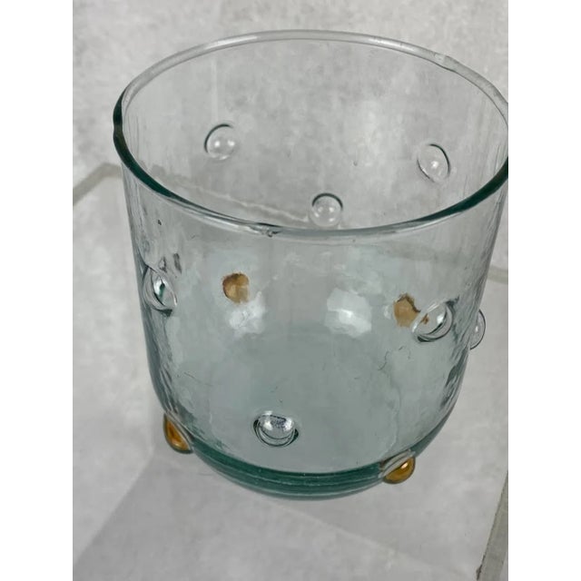Set of 11 Mid-Century Hand-Blown Double Old Fashioned Glasses With Applied Prunts For Sale - Image 4 of 4