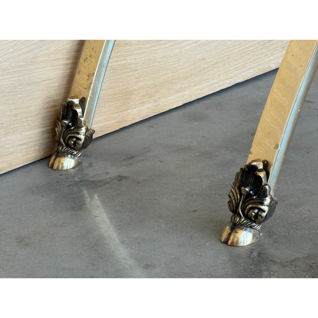 Art Deco Bronze Console with Dark Top with Palm Decor, 1960s For Sale - Image 9 of 10