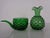 Bubble vase and bowl in green glass by Empoli, dating from the 1960s. Vase height: 17 cm. Width and depth: 12 cm. Bowl...