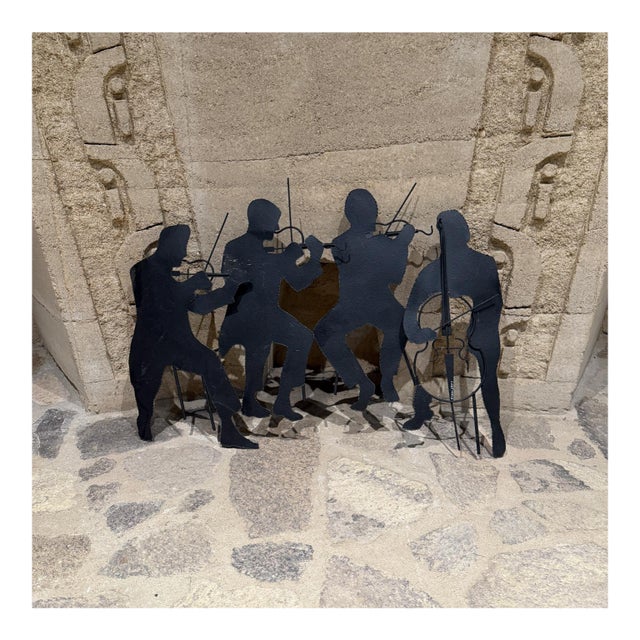 For your consideration, a mid century modern Sculpture by Curtis Jere. Music Band Scene. USA circa the 1970s. Iron painted...