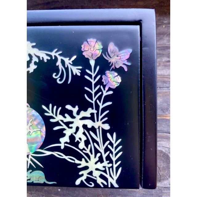 Korean Mother-of-Pearl Lacquerware Desk Set in Original Presentation Box, Circa 2000s For Sale - Image 16 of 18