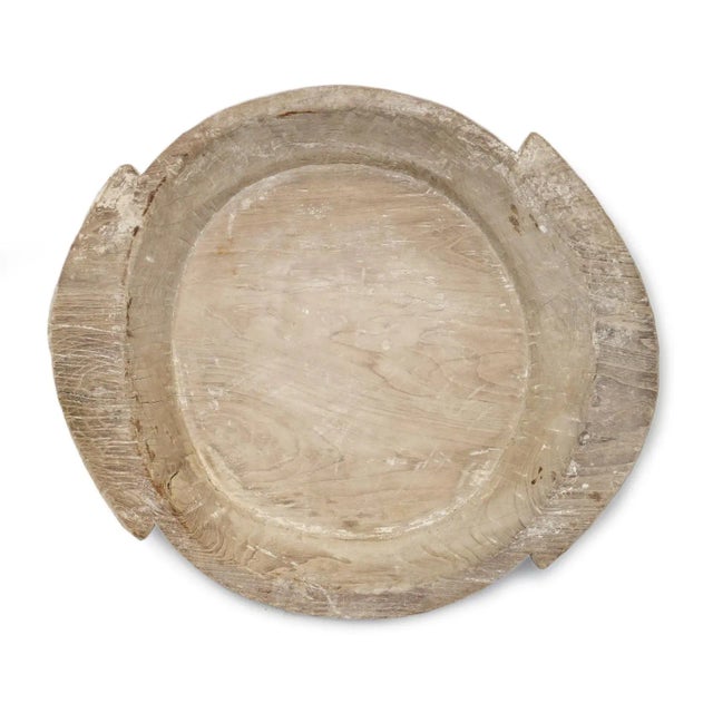 Vintage White Wash Wood Bowl For Sale - Image 4 of 7