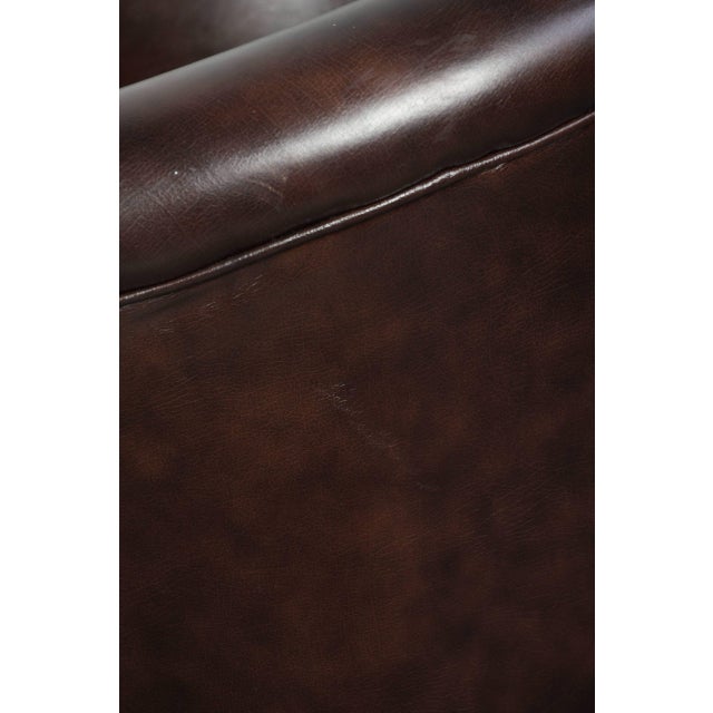 English-Style Dark Cowhide Club Armchairs, Set of 2 For Sale - Image 12 of 15