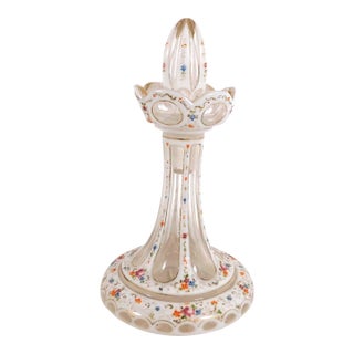 1930s White Floral Cut to Clear Perfume Bottle For Sale