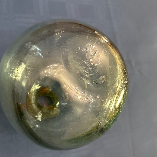 Transparent Peter Bramhall Art Glass Hand Blown Orb Vase Signed Bramhall For Sale - Image 8 of 11