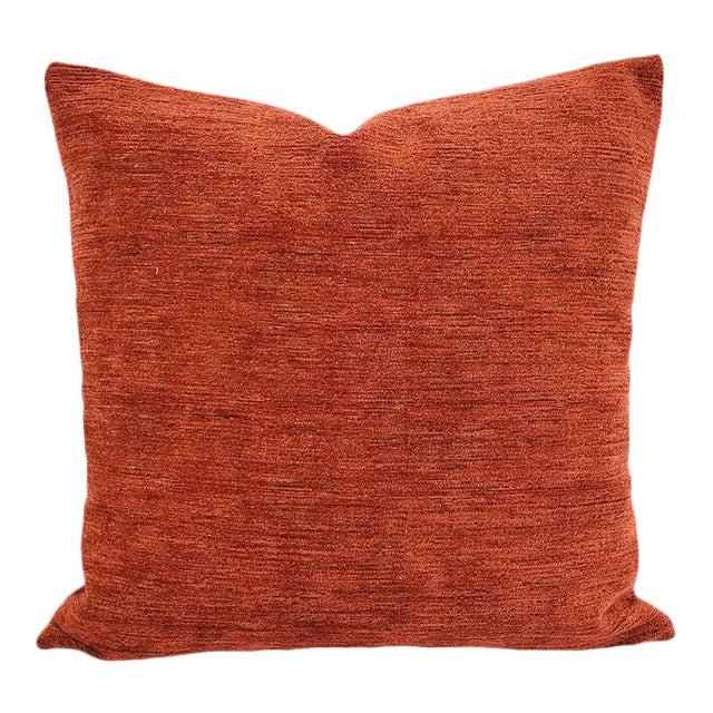 Pindler Omega in Sienna Pillow Cover - 20" X 20" Solid Textured Chenille Cushion Cover For Sale