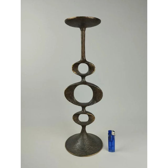 Large Space Age Candlestick in Bronze, 1960s For Sale - Image 9 of 10