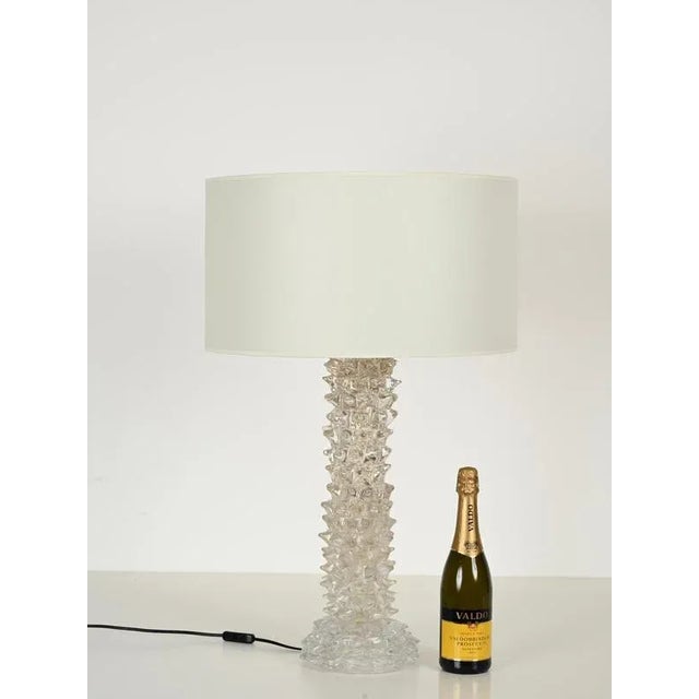 Large Murano Rostrato Glass Table Lamp with Linen Lampshade from Barovier, Italy, 1950s For Sale - Image 12 of 18