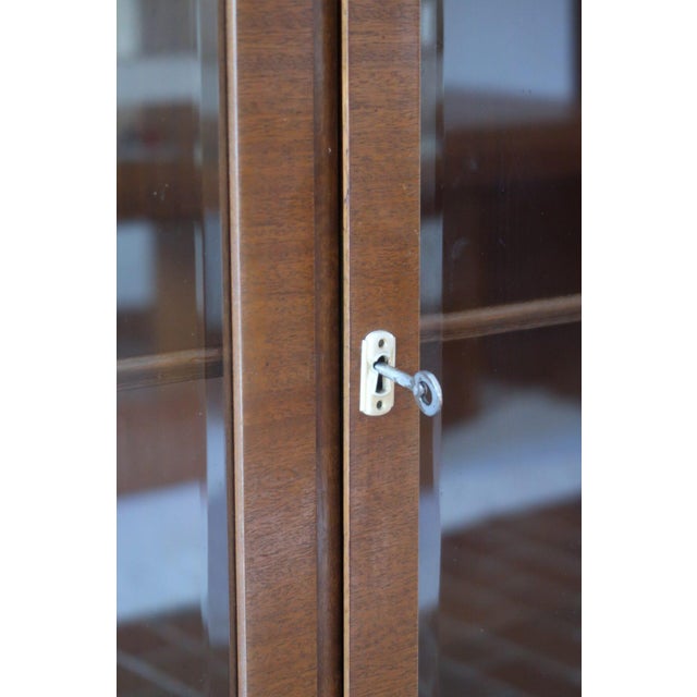 Glazed Walnut Bookcase with Stepped Plinth Base, 1960s For Sale - Image 9 of 18