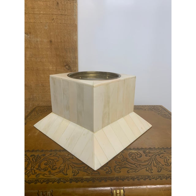 Enrique Garcel Vintage 1970s Brutalist Style Tessellated Bone Candle Holder in the Manner of Enrique Garcel For Sale - Image 4 of 4