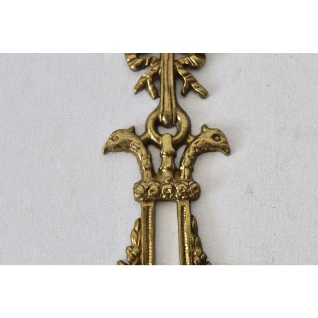 Brass Vintage Russian Style Brass Ornate Three Candle Candelabra Wall Sconce-A Pair For Sale - Image 8 of 12