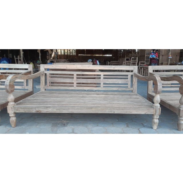 Tan Outdoor Indoor Sutton Teak Balinese Daybed For Sale - Image 8 of 8