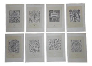 Antique 19th Century Lithographs-Jewelry, Combs & Women's Accessories-Folio Size - Set of 8