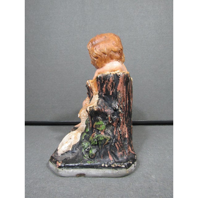 Antique Chalkware St. John the Baptist With Lamb Sculpture For Sale In Austin - Image 6 of 9
