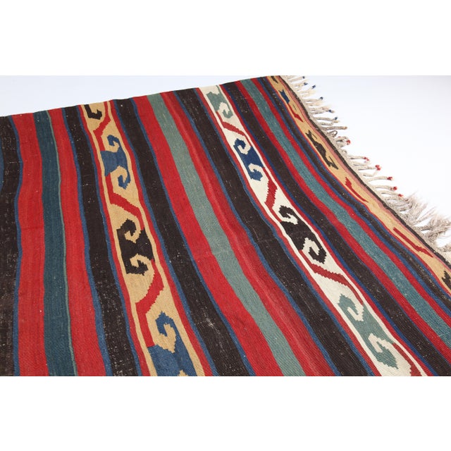 Antique Caucasian Handwoven Kazak Kilim Rug -5' 10'' X 7' 5'' For Sale - Image 11 of 14