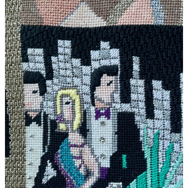 1980s Vintage Framed Embroidered Party People Portraiture For Sale - Image 10 of 12