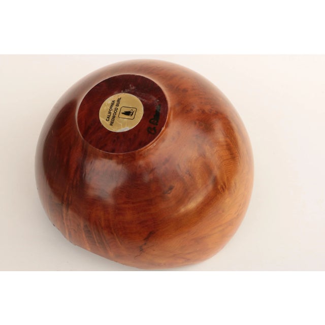 Natural Edge Redwood Bowl With Gold Detail For Sale In Madison - Image 6 of 8