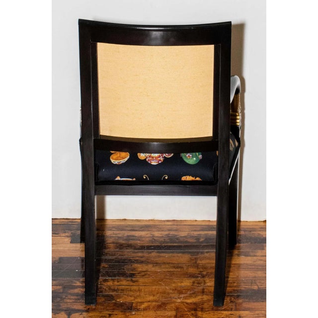 Mid Century Modern Black Armchair With Swan Decoration For Sale In Philadelphia - Image 6 of 9