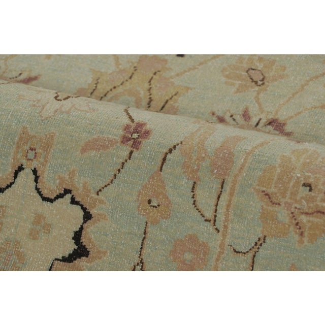 Vintage Indian Agra Rug, Mint-Green Field With Floral Border - Rug & Kilim For Sale In New York - Image 6 of 7