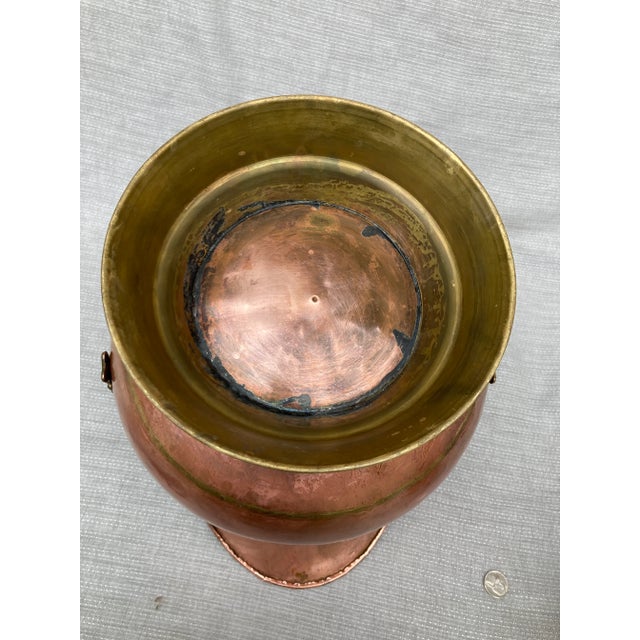 Mid 20th Century Copper Brass Coal Scuttle Ash Bin With Delft Handles Holland For Sale - Image 11 of 12
