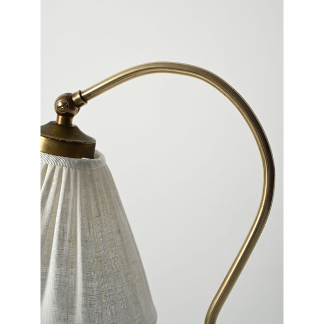 Metal Scandinavian Curved Neck Brass Floor Lamp, 1950s For Sale - Image 7 of 10