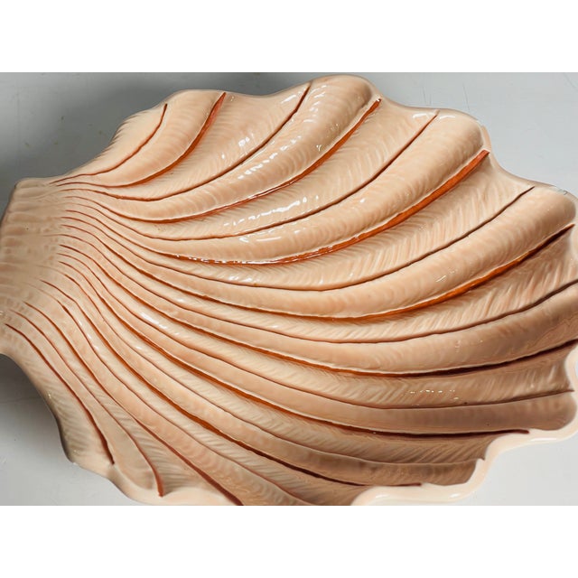 Coastal 1960s Coastal Shell Shaped Majolica Bowl Signed For Sale - Image 3 of 6