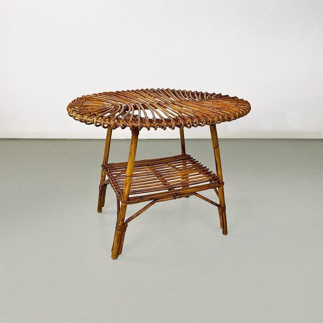 Gold Mid-Century Italian Oval Outdoor Rattan Coffee Table, 1960s For Sale - Image 8 of 14