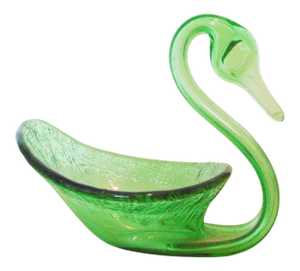Mid-Century Art Glass Swan Candy Dish