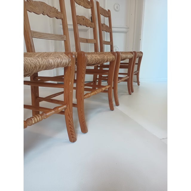 1970s French Country Pine and Rush Dining Chairs For Sale - Image 16 of 17