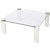 Italian Style Chrome Cylinder and Glass Square Coffee Table For Sale