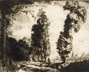 The Greensted Road by George Herbert Rose Etching