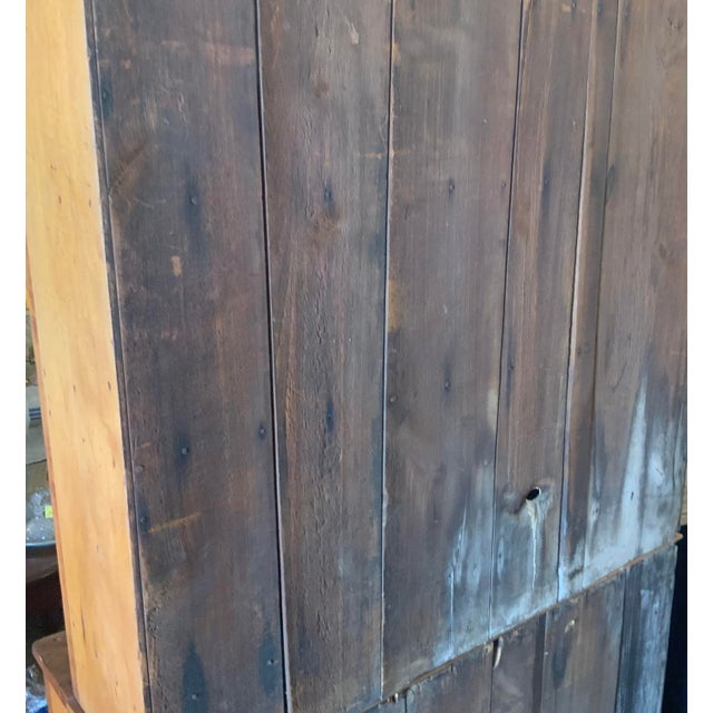 Brown Antique Primitive Step Back Walnut Cupboard For Sale - Image 8 of 15