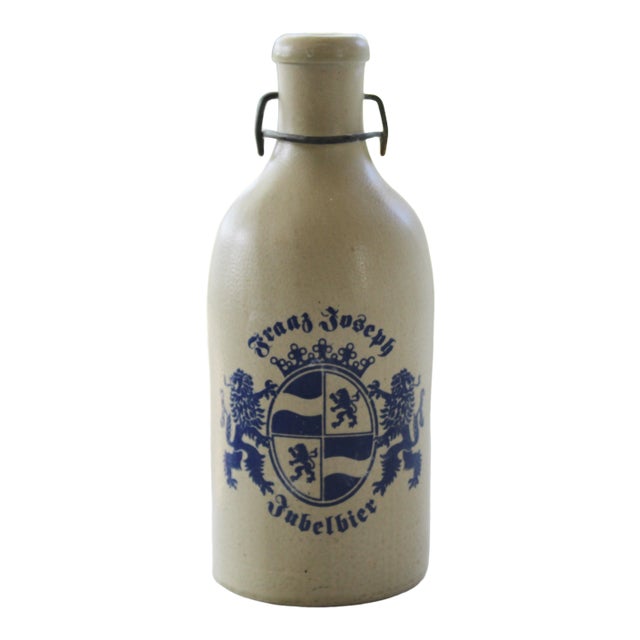 "Made in Germany" Coat of Arms Stoneware Beer Bottle/Decanter For Sale