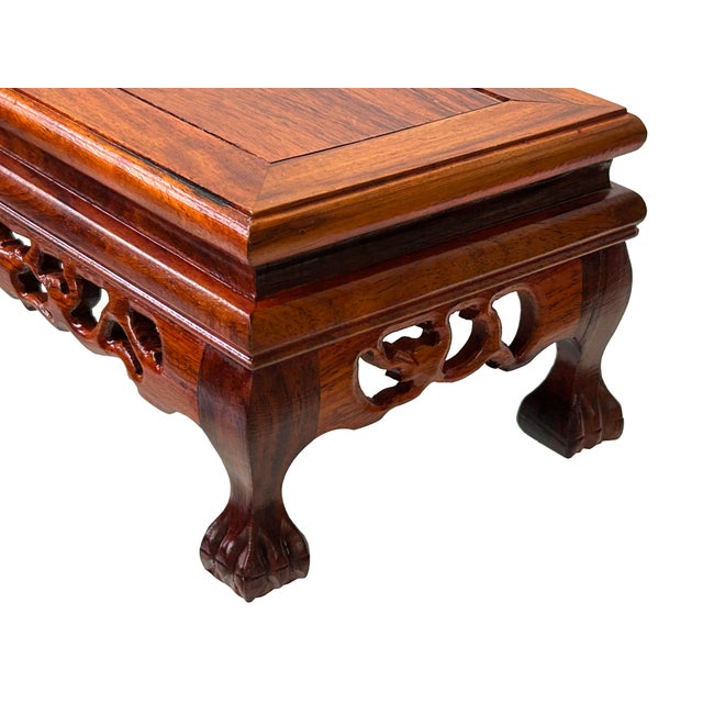 Wood 7.5" Light Brown Rectangular Claw Legs Wood Display Stand Riser For Sale - Image 7 of 7