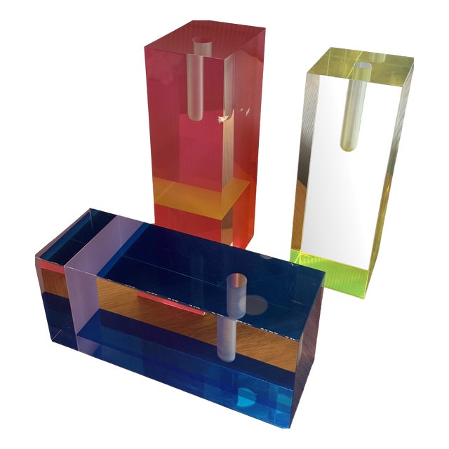 Vintage Vases in Acrylic Glass, 2001, Set of 3 For Sale