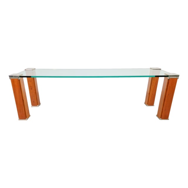 Pioneer T66 Cherry Wood & Glass Side Table from Peter Ghyczy, 1980s For Sale