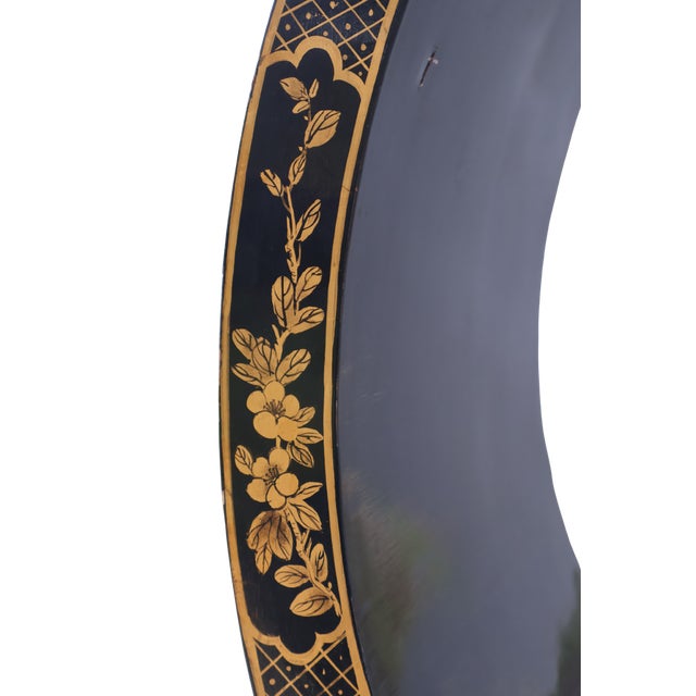 Late 20th Century Late 20th Century Black Lacquer Chinoiserie Console Table With Gold Figural Decoration & Scroll Supports For Sale - Image 5 of 18