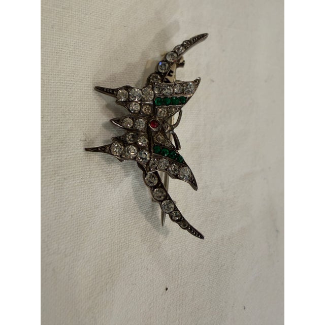 Antique Edwardian Glass Butterfly Brooch, 1900s For Sale - Image 6 of 6