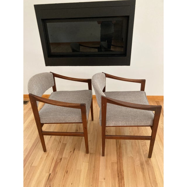 Mid-Century Modern Midcentury Walnut Open Arm Chairs- A Pair For Sale - Image 3 of 10