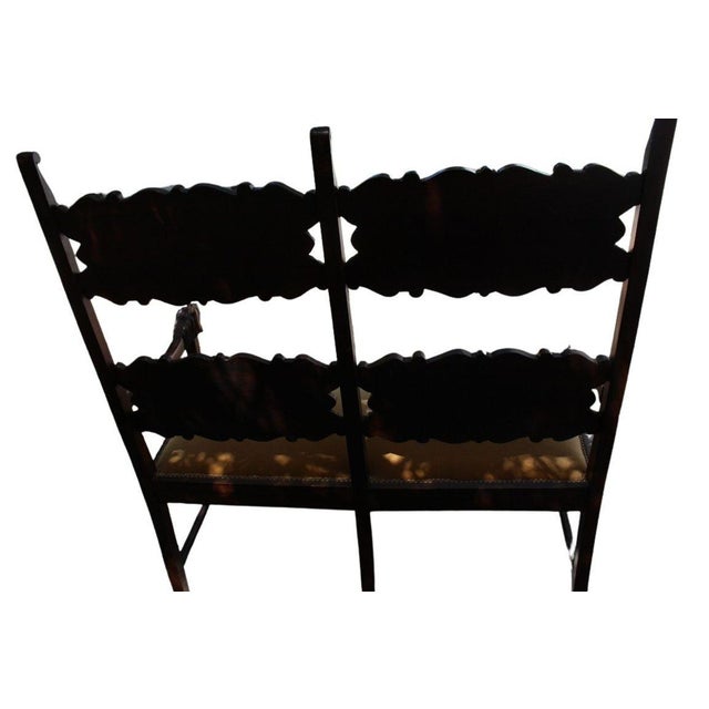 Antique Italian Carved Walnut Upholstered Bench, C. Late 1800s For Sale - Image 4 of 11