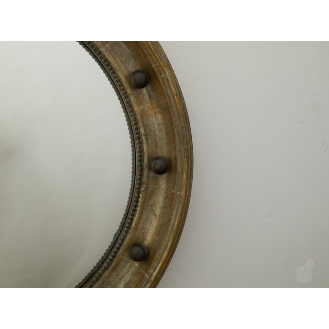 English English 1900s Silver Leaf Beaded Convex Bullseye Mirror with Ebonized Accents For Sale - Image 3 of 9