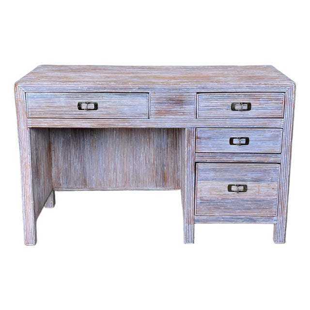 Late 20th Pencil Reed Writing Desk of Four Drawers For Sale