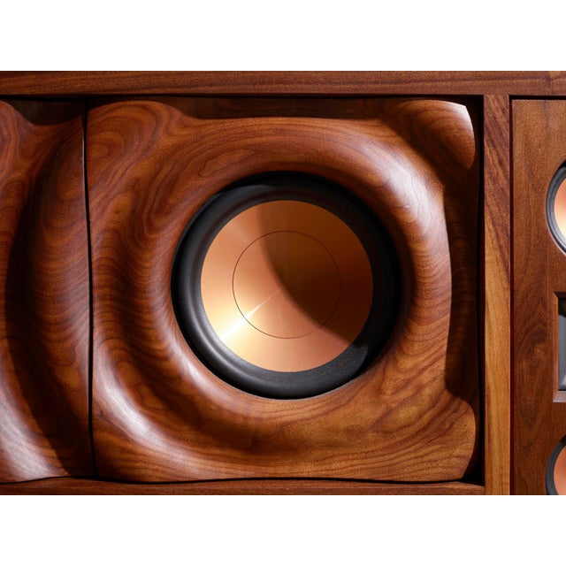 Wave Stereo Console in Walnut With Inset Epoxy Top by Michael Maximo For Sale - Image 10 of 11
