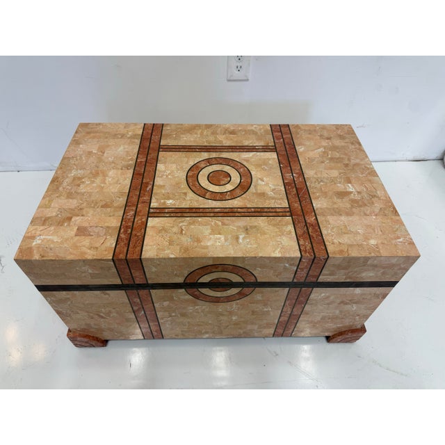 1980s 1980's Large Decorative Tessellated Stone Trunk by Maitland Smith For Sale - Image 5 of 9