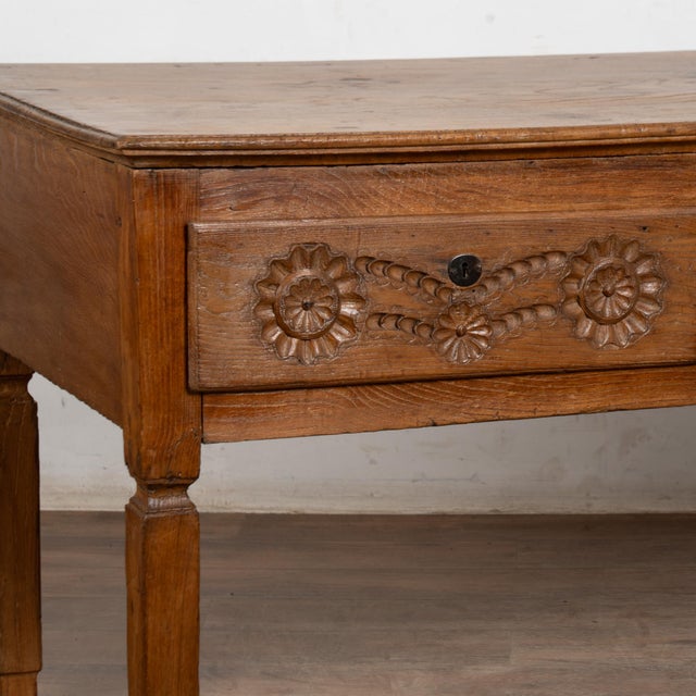Brown 17th Century Portuguese Dark Oak Console With Three Carved Drawers For Sale - Image 8 of 12